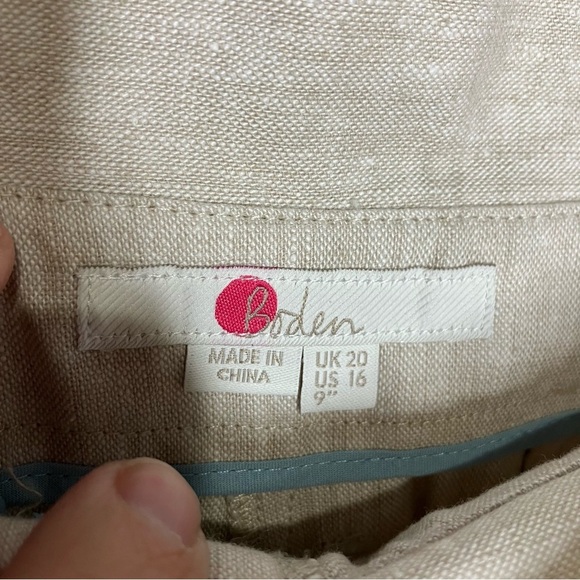 Boden linen cotton Blend shorts paperbag waist 9” tan new with tags women’s 16 - Picture 4 of 8
